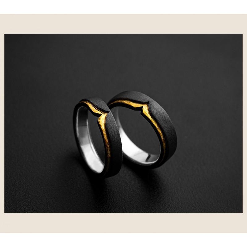Adjustable Sterling Wing Motif Ring Men Women Minimalist Asymmetrical Geometric Finger