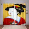 Japanese Traditional Geisha Woman Blackout Window Drape for Bed Chamber Living Space Area Area Decor Bathroom Kicthen Door High Shading New