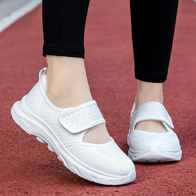 Autumn elderly shoes Velcro feet wide instep women's sports shoes middle-aged and elderly soft-soled breathable walking shoes large size