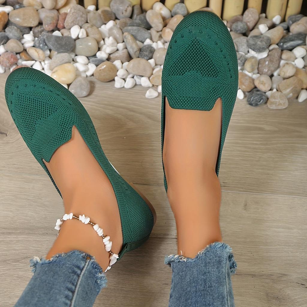 Plus Size 43 Women's Shoes Spring and Autumn New Shallow Mouth Beans Shoes Mesh Breathable Comfortable Round Head Flat Shoes