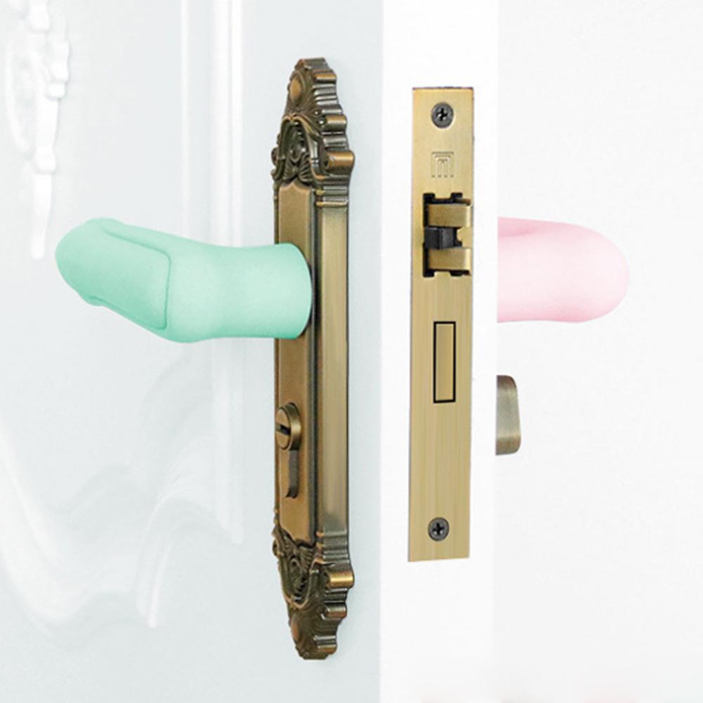 2 Stück Haushalt Baby Silikon Sicherheits Türgriff Knauf Schutzhülle Handschuhe Hellgrün