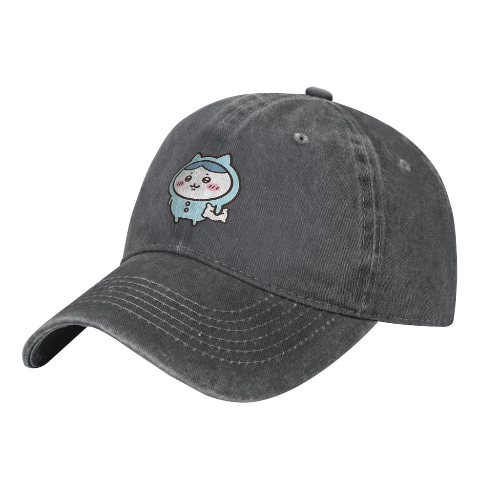 Vintage Blue Hachiware Chiikawa Cute  Baseball Caps Distressed Denim Cap  Outdoor Activities Adjustable Fit Hats Cap