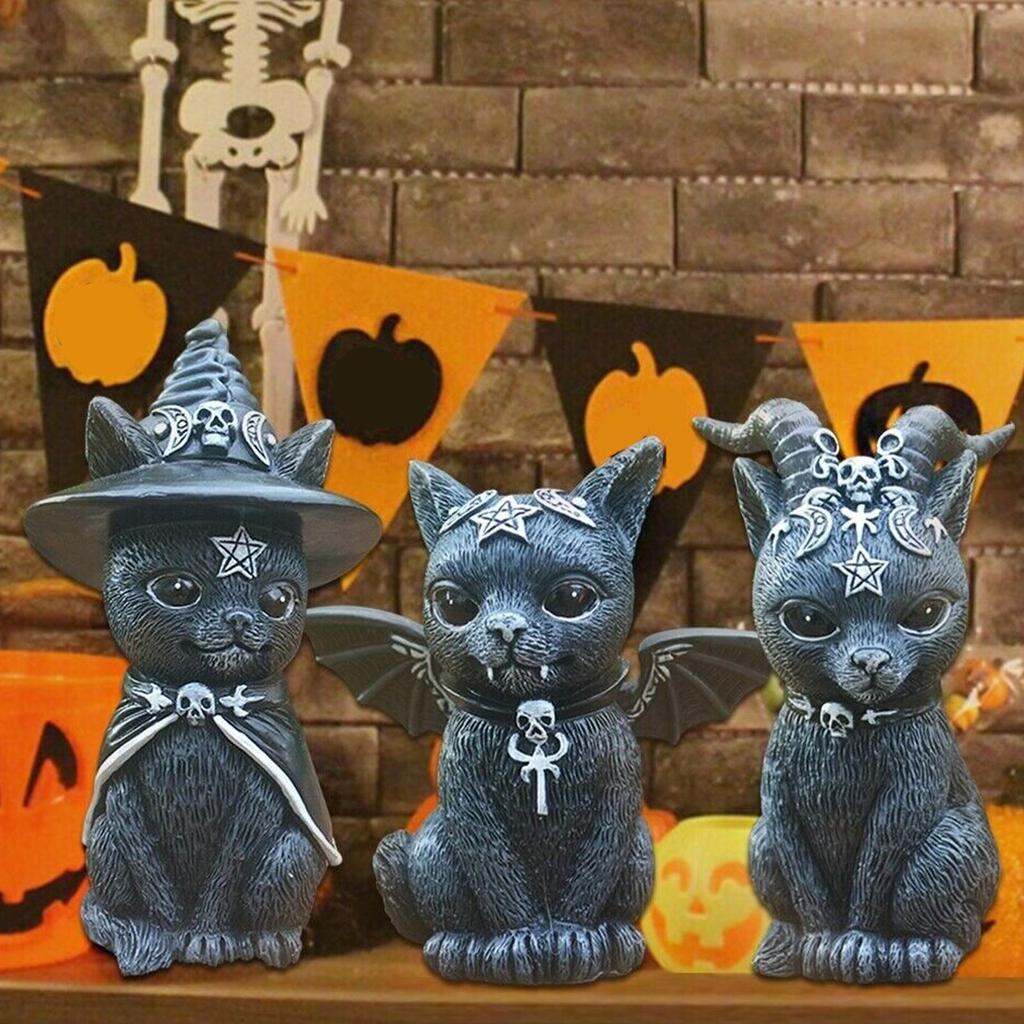 1PC Garten Dekoration Hexe Succubus Dämon Katze Skulptur Kätzchen Harz Hof Hause Ornament Im Freien