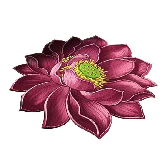 Tapis de sol 3D Lotus Tapis de salon fleur réaliste Forme fleur de lotus Antidérapant Tapis de zone pour cuisine Chambre Salle de bain Salle de jeux