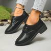 Solid Color Pointed Toe Comfortable Women's Single Shoes Temperament Lace-up Square Heel Spring and Autumn Women's Shoes