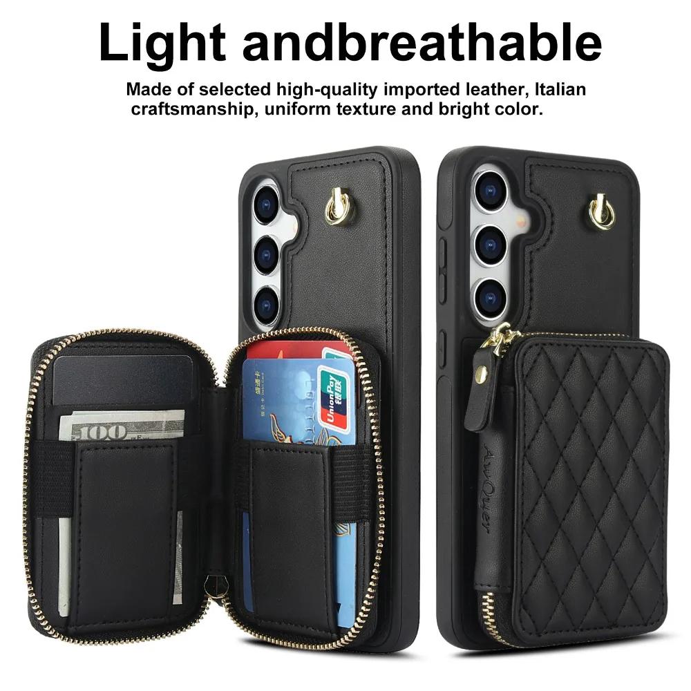 Crossbody Håndleddsstropp Etui for Samsung Galaxy S25 Ultra S24 FE S23 S22 Plus A14 A54 A15 A35 A55 Lommebok med Kortholder Deksel