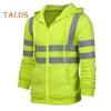 Reflective Safety Hoodie 360 Degree Reflective Zones High Visibility Quick Dry Long Sleeves Outdoor Construction Worker Top for Night Shift Running