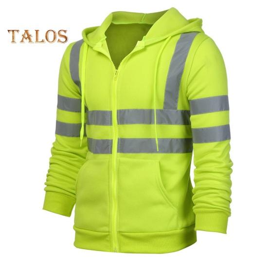 Reflective Safety Hoodie 360 Degree Reflective Zones High Visibility Quick Dry Long Sleeves Outdoor Construction Worker Top for Night Shift Running