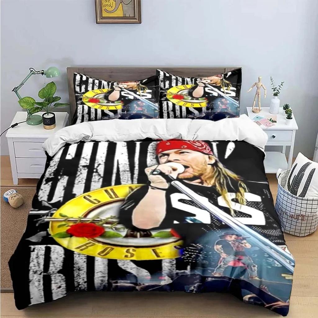 3D Print Guns N Roses Gnr Band Retro Bedding Set Boys Girls Twin Queen King Size Duvet Cover Pillowcase Bed Boys Adult