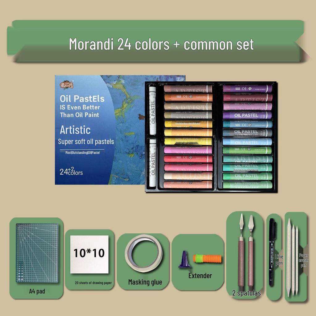 48-Color Super Soft Oil Pastels Set with Scraper - Child's Painting Kit