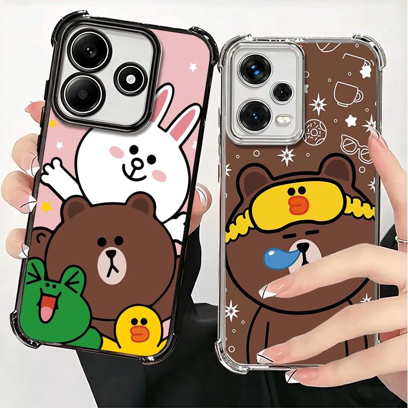 Cartoon Bear B-Browns C-Conys Plating Phone Case For Xiaomi Redmi Note 14 15 Pro Plus 13 12 11 11S 11T 10 9S 9 5G Anti-Fall Aira