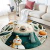 Leaf Animals,Round Area Rug,Carpet Rug for Living Room Bedroom Sofa Playroom Decor,Non-slip Floor Mat