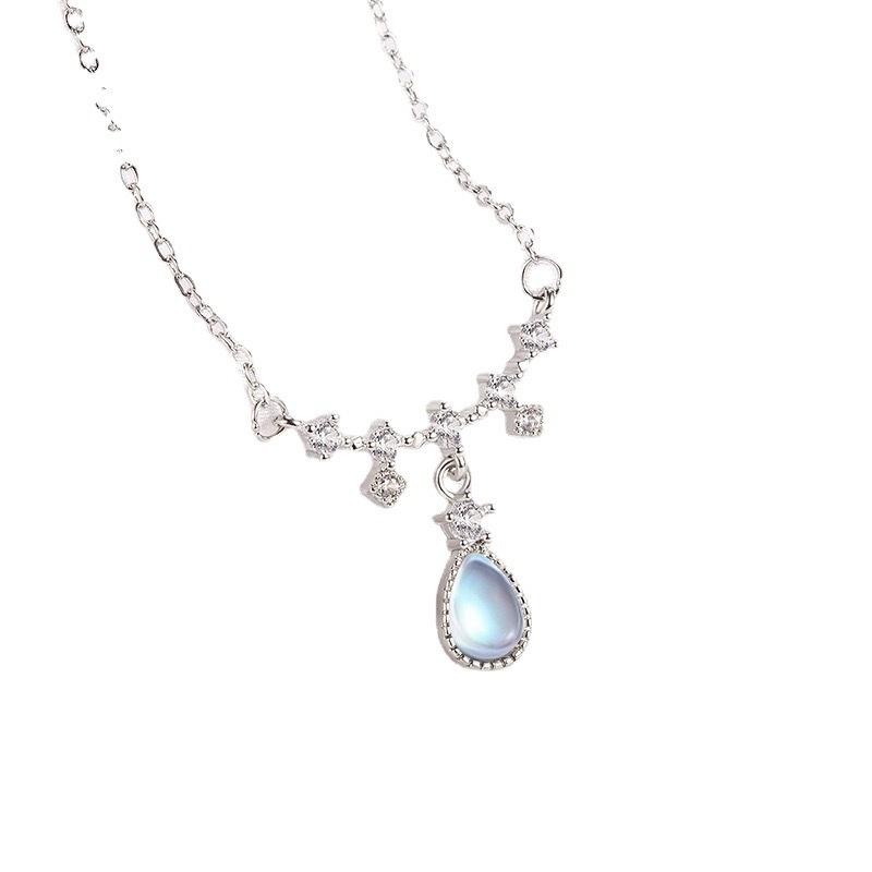 Tears Moonlight Stone Necklace for Women Ins Style Light Luxury Temperature Design High-end Pendant Collarbone Chain