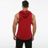 Men's Sleeveless Hooded Fitness Sweatshirt with Elastic Round Hem