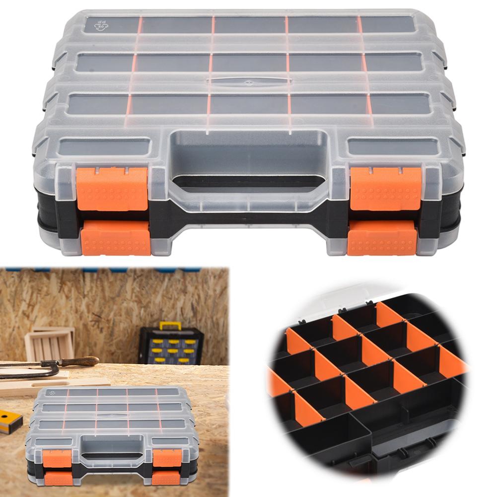 Double Side Tools Box Organizer Hardware Storage Box Plastic Double Side Tools Box Toolbox Container for Screws Nuts Small Parts