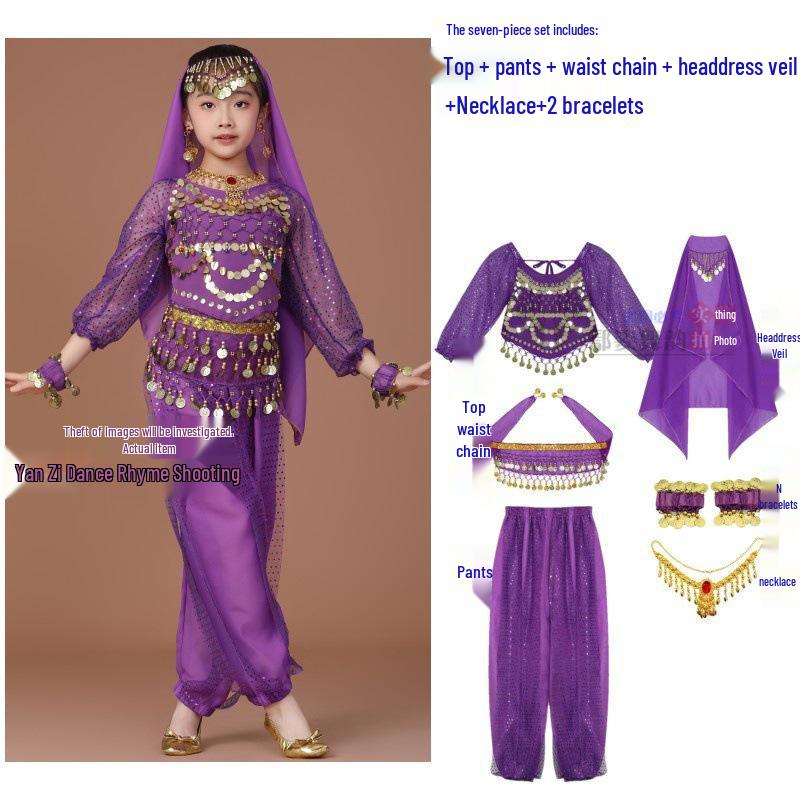 Children's Xinjiang Ethnic Dance Costume for Girls - Toddler Belly Dance Performance Outfit