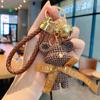 1pc Trendy Bear Resin Key Chain Fashion Pink Bow Bear Keychain for Woman Cute Charm Bear Decorative Accessory for Keys Bags