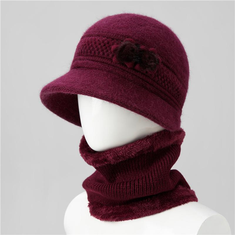 Hat Female Mother Day Thickened Thermal Hat Grandmother Old Lady Rabbit Wool Knitted Hat Cold Proof