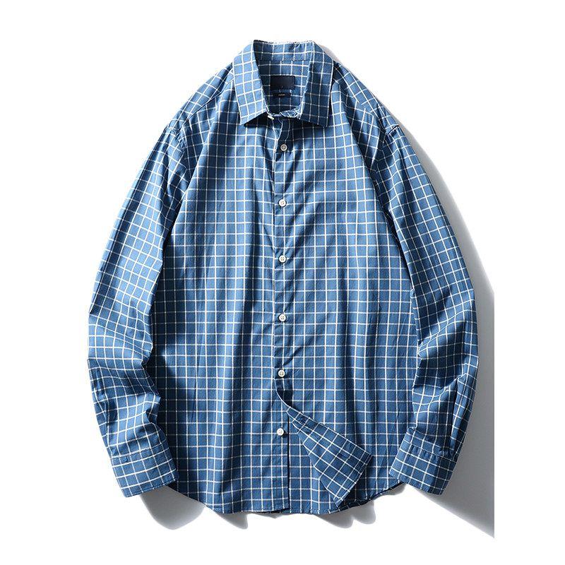 American Retro Pure Cotton Gingham Shirt Men's Long Sleeves Spring and Autumn 2024 New Coat Export Men's Casual Shirt