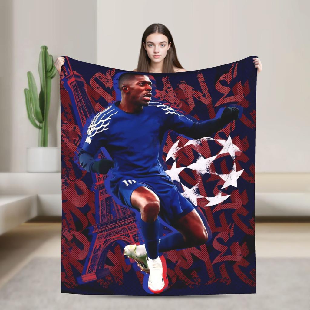 Dembele Number Blanket Fleece Football Warm Throw Blankets for Bedding Couch Bedspread