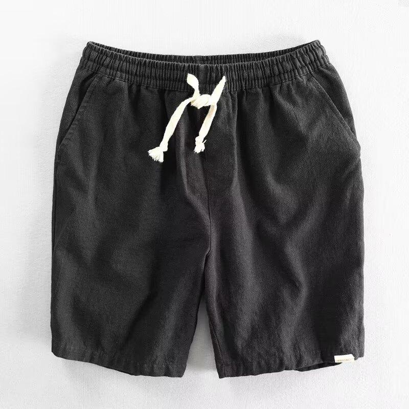 Men's Summer Khaki Shorts: Korean Style, Loose Fit, Breathable Cotton Linen, Straight Leg, Casual Sport Design.