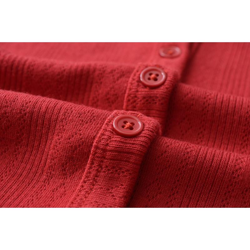 Spring new style six-button textured round-neck long-sleeve women's casual short knitted cardigan