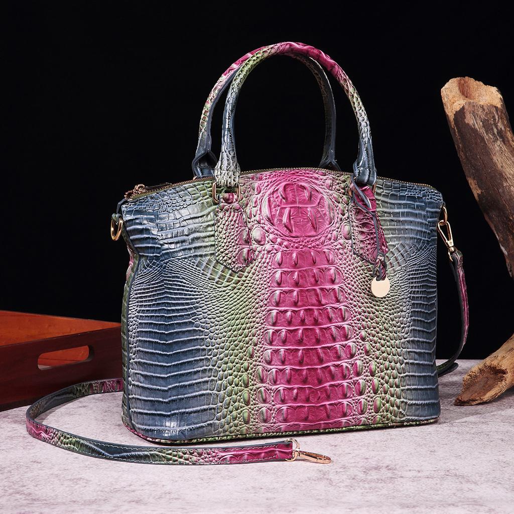 Portable Crossbody Retro Women's Bag Multicolor Crocodile Brahman