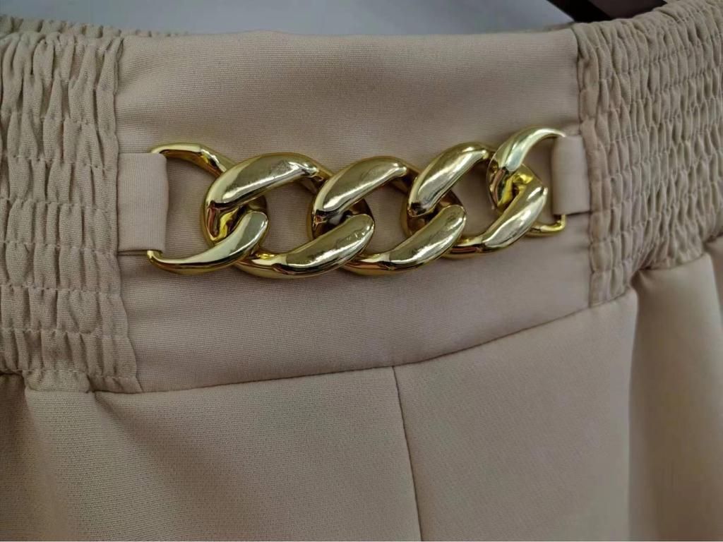 2025 High-Waisted Slimming Chain Ruched Wide-Leg Pants for Spring and Autumn