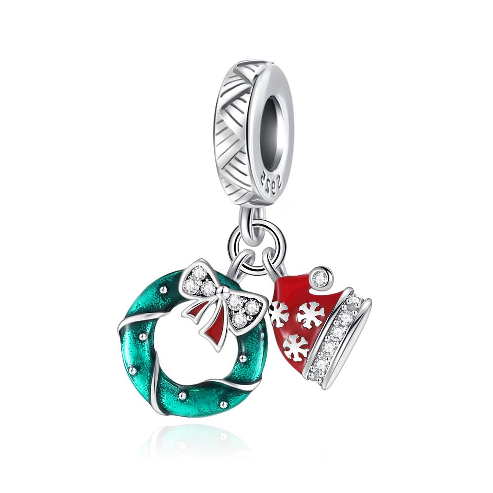 925 silver Red Christmas series Charm Apple snowman reindeerBead Fit Original Bracelet Ladies Exquisite Accessories Jewelry