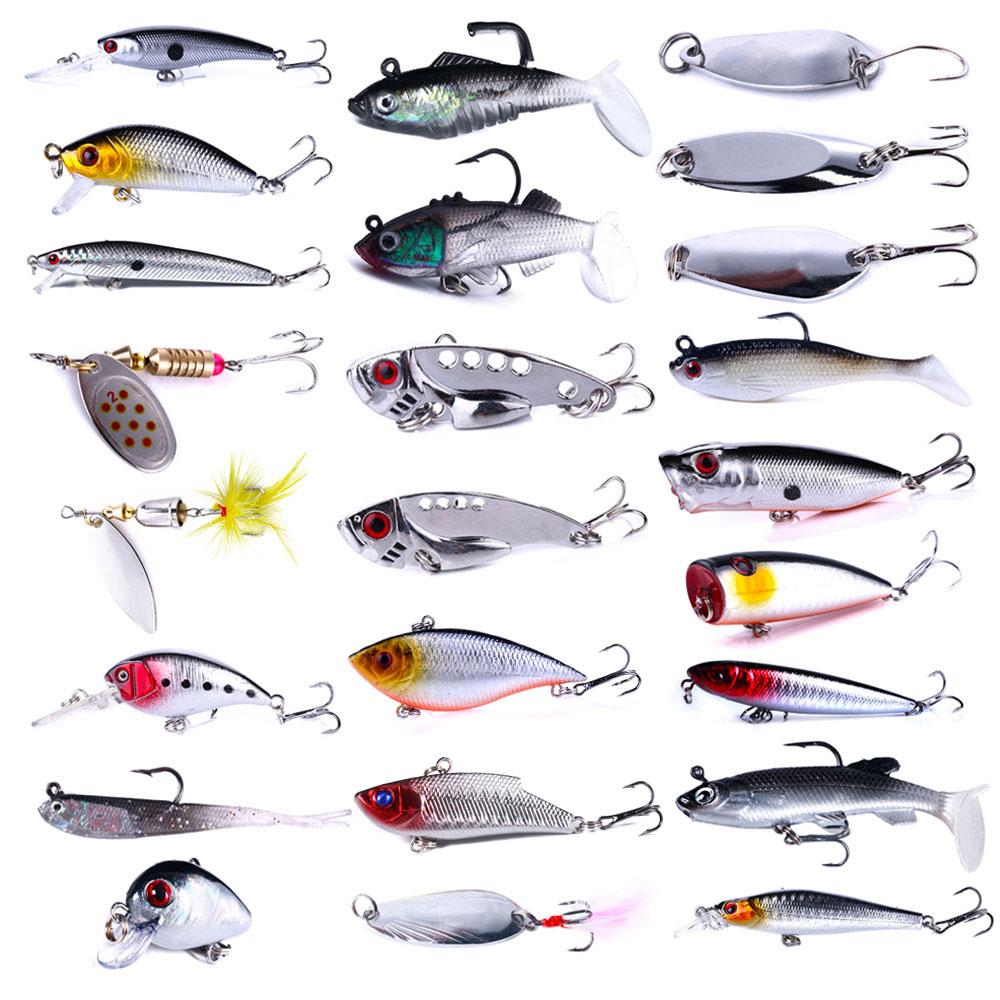 24 Stück Gemischtes Köder-Set Minnow Wobbler Crankbait Spinner Kunstköder-Set