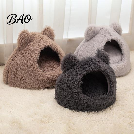 Comfortable Pet Nap Mat Plush Cat Cave Bed, Warm Enclosed Hideaway, Fluffy Cozy Private Resting Space for Cats Tent Burrow Bed Indoor Small Dogs Safe