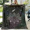 Hkstorage Allseason Chunky Polyester Flannel Blanket Moon Lotus Flower Pattern, Soft Uncharged Throw for Travel, Office, Home, Sofa, Bed, Car Nap Mach