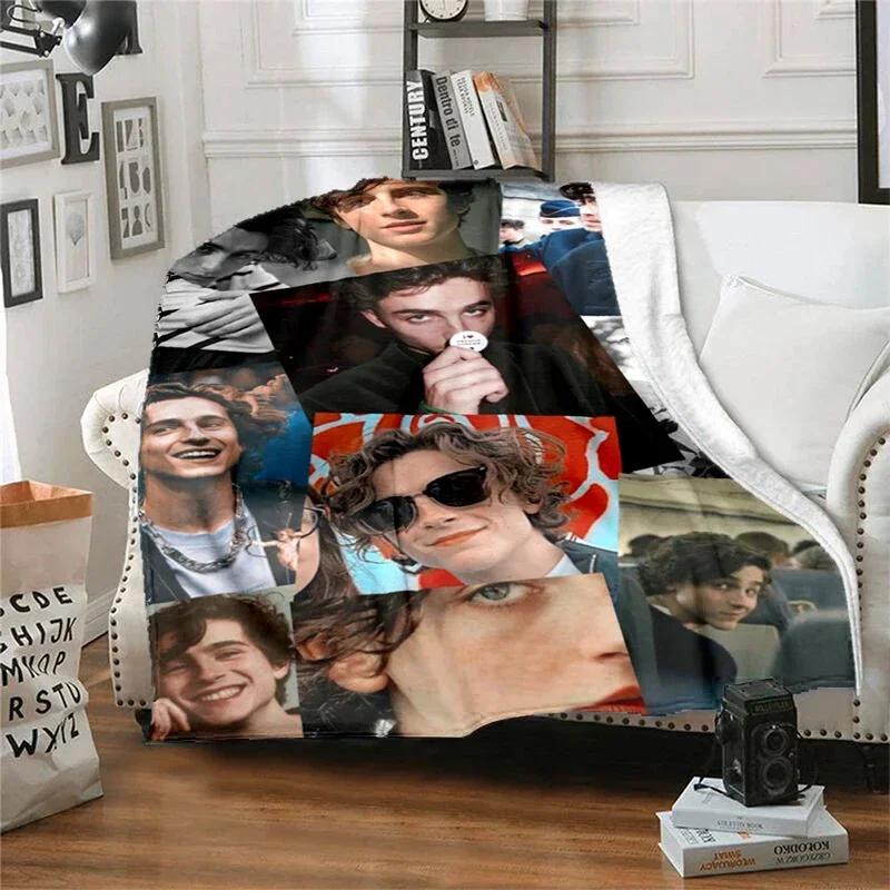 Copridivano letto con fantasia dell'attore Timothée Chalamet, coperta morbida a quadri, isolamento morbido, coperta in flanella, regalo per fan di ragazzo e ragazza