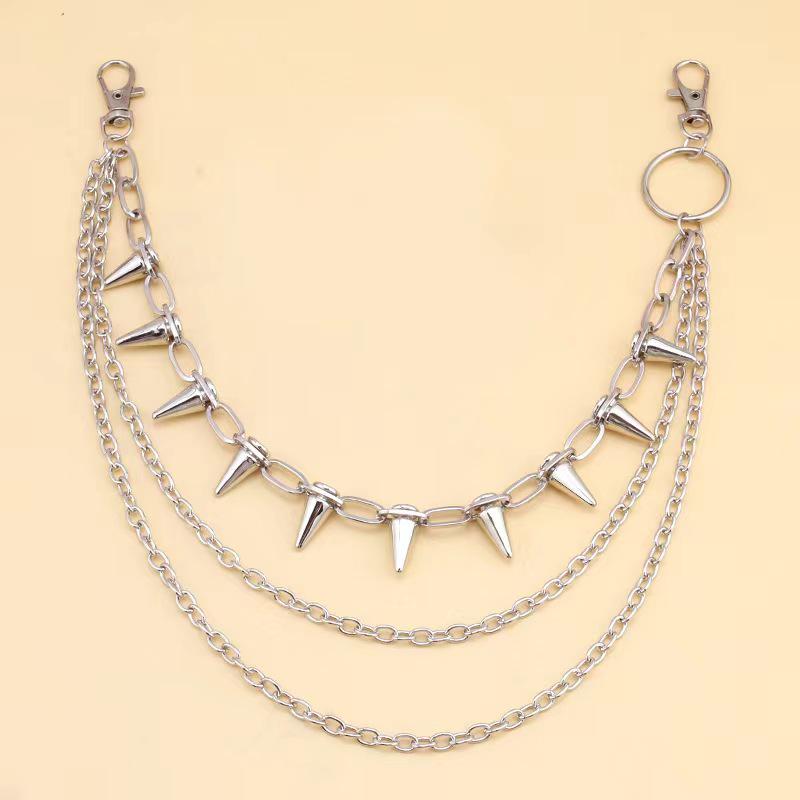 Трансграничная Хип-Хоп Панк Заклепки Сценическое Выступление Многослойная Металлическая Цепочка на Брюки и Талию для Джинсов