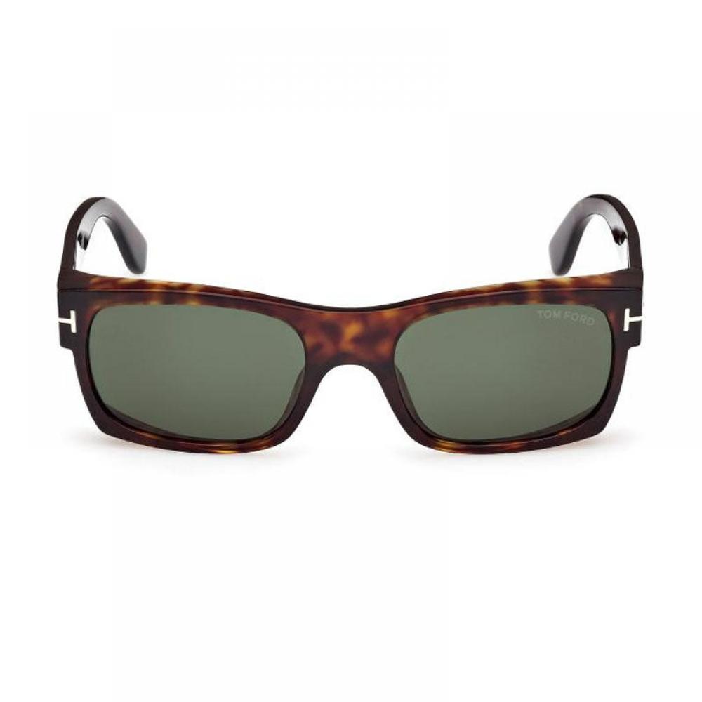 Tom Ford Sunglasses Rectangle Full Rim Dark Havana Frame And Green Lens Ft118152