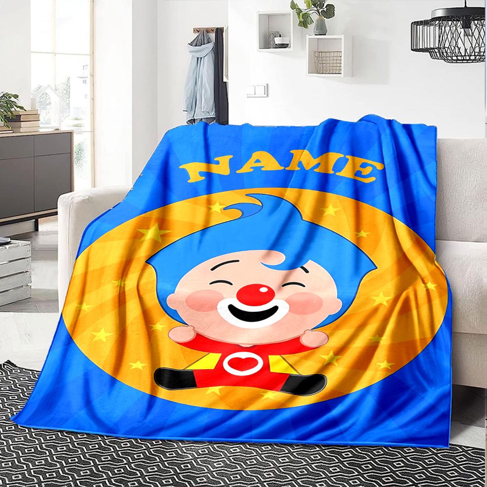 Coperta Stampata a Tema Plim Plim con Nome Personalizzabile - Perfetta per Divano, Letto, Viaggi e Uso Esterno | Lavabile in Lavatrice, Accogliente e Durevole.