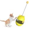 Cat Slow Treat Toy - Fun Tumbler Style Interactive Treat Toy with Two Rolling Balls and Removable Wand (Yellow)