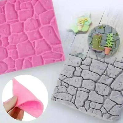 Cake Decor Baking Tools Dry Wall Silicone Mold Castle Stone Bark Fondant Cake Molds Chocolate Kitchen Household Accessories