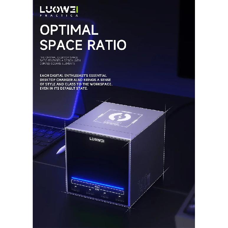 Luowei LW-U1 140W Raptor Desktop Charging Station 15W Wireless Fast Charging for Phone Watch PC Multi Port USB Charger