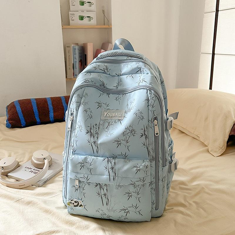 High Value Medium Fresh and Sweet Bamboo Backpack Junior High School Students Lightweight Simple Large Capacity Backpack