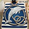 1Pc 2D FLAT Nautical Dolphin Print Flannel Blanket,High Quality Comfortable for All Seasons,Home Decor,Warmth and Comfort,Perfect for Christmas Gifts