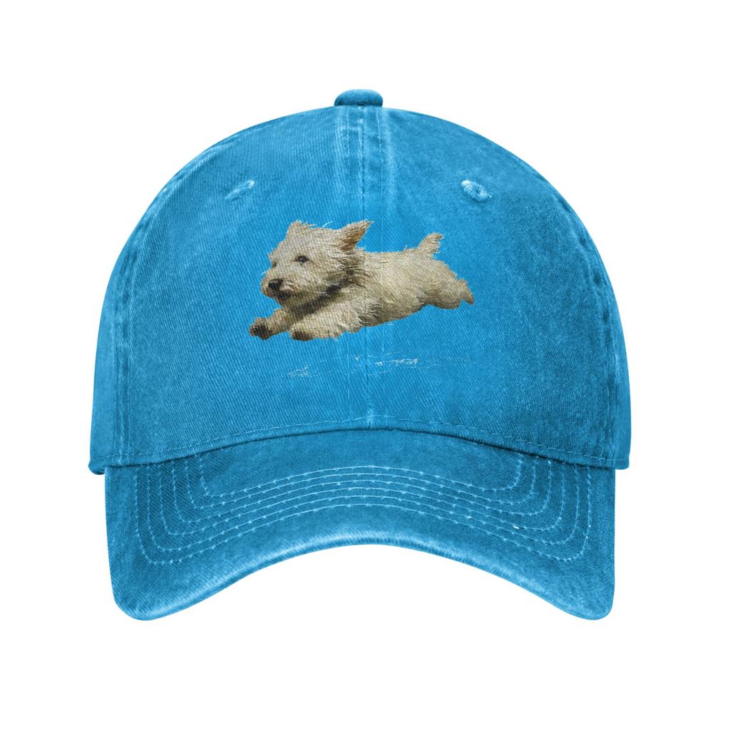 Funny Retro Cute Running Dog Art Print Sun Baseball Cap Couple Women Washed Trucker Hat Hot Sale Print Kpop Rock Snapback Cap