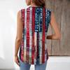 Women's Sleeveless V Neck Tank Top Loose Fit Pleated Star Print Independence Day Shirt Summer Casual Blouse