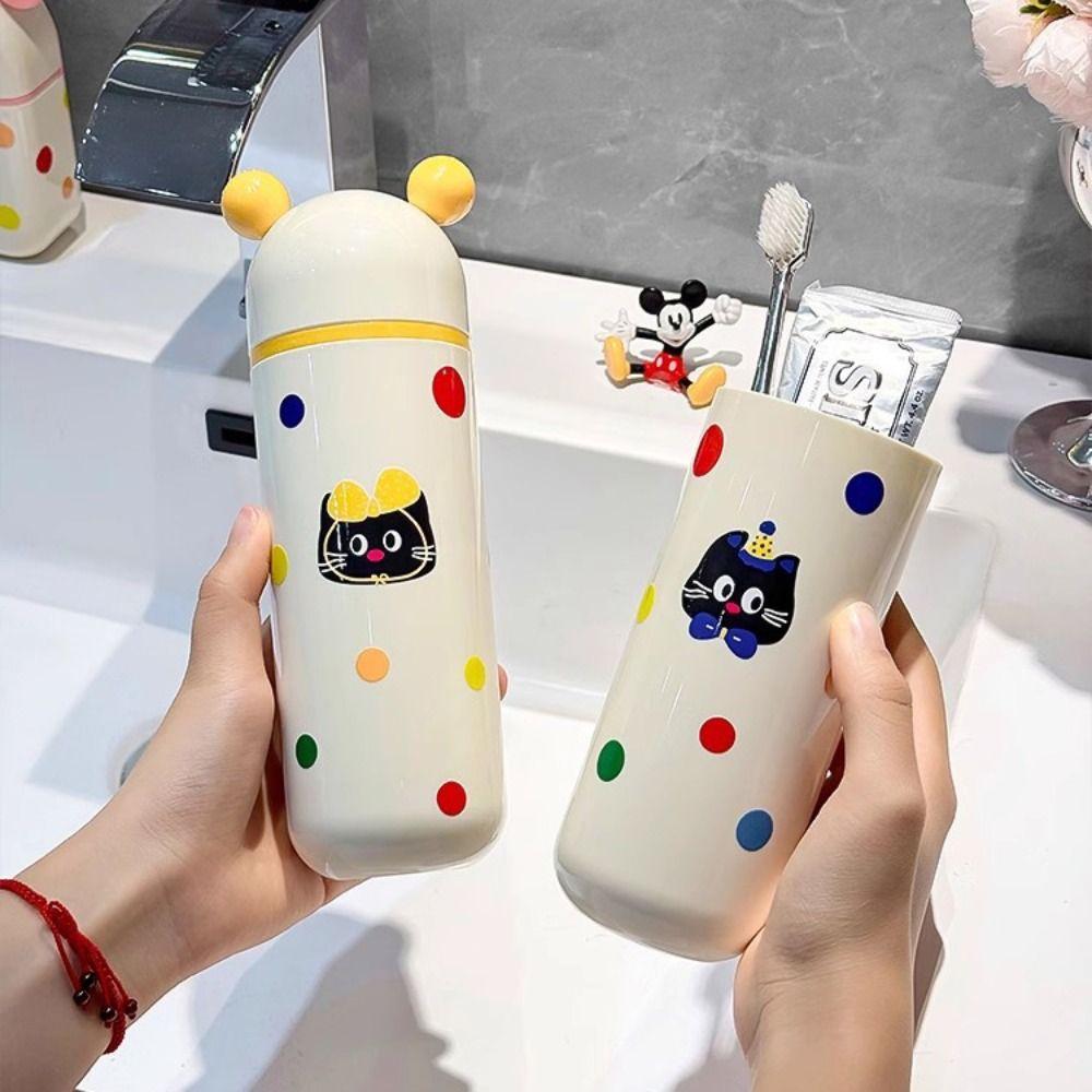 Dopamine Travel Toothbrush Case Cat Pattern Wash Cup Rinsing Cup Toothbrush Storage Box  Bathroom