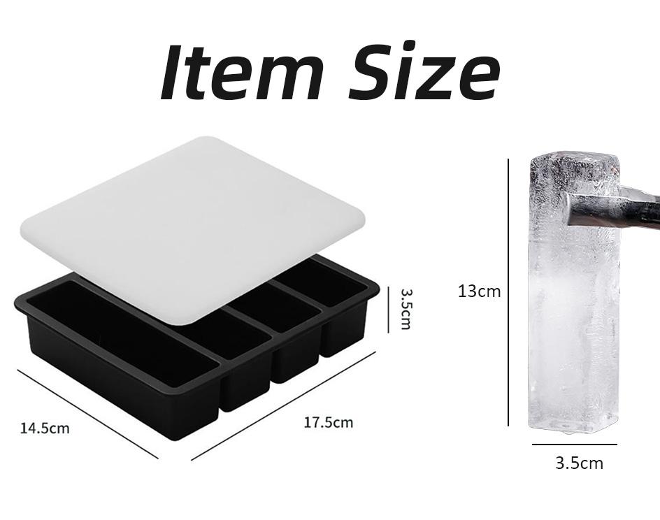 Ice Cube Tray with Lid Stackable Freezer Ice Trays Large Rectangular Ice Cube Mold Easy-Release Ice Cube Mould Kitchen Items