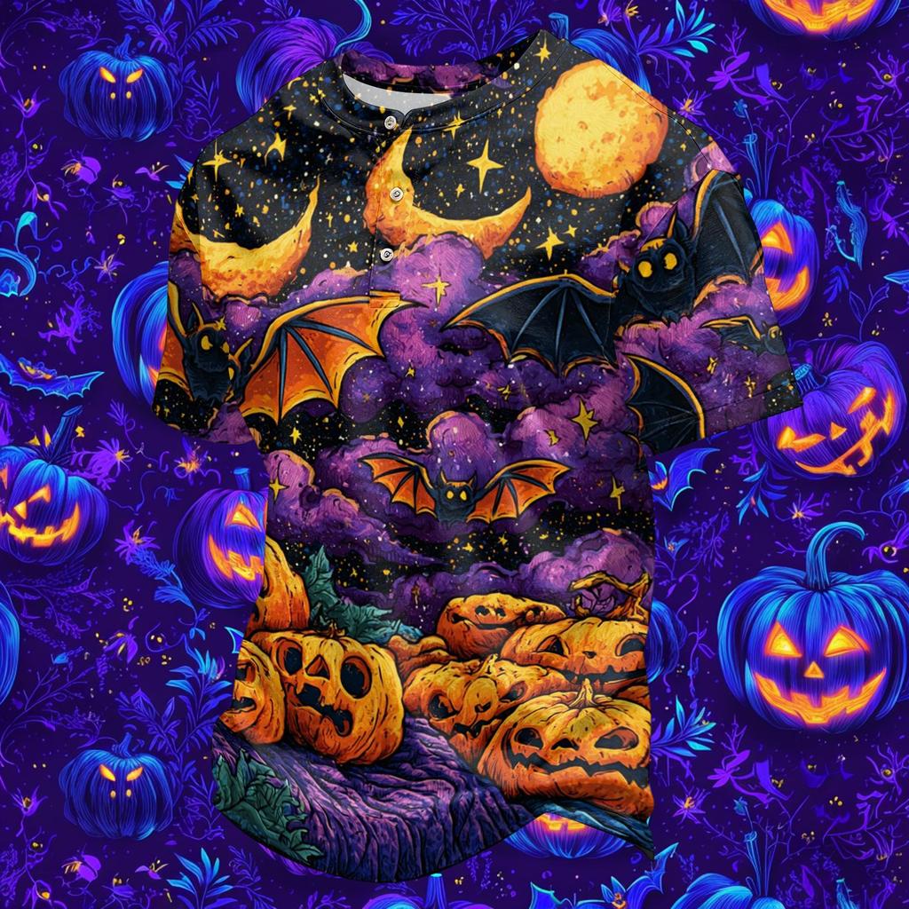Men's Halloween Print Quick-Dry Neck Short Sleeve T-Shirt