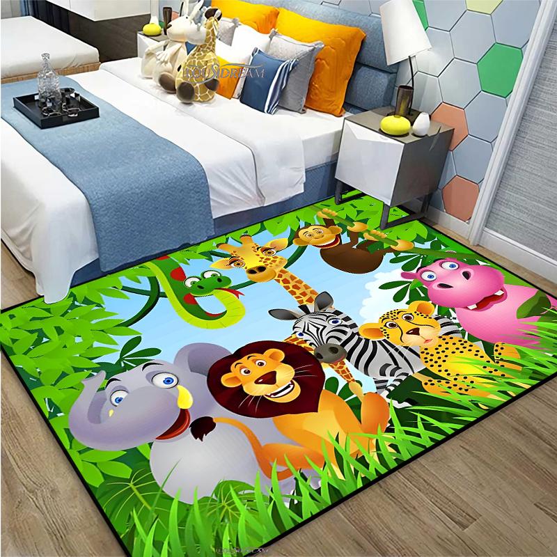 Dżungla Dywan Zwierzęcy Żyrafa Lew Dywan Dekoracja Salonu Duży Dywan Sypialnia Dziecko Mata Do Raczkowania Łazienka Mata Kąpielowa
