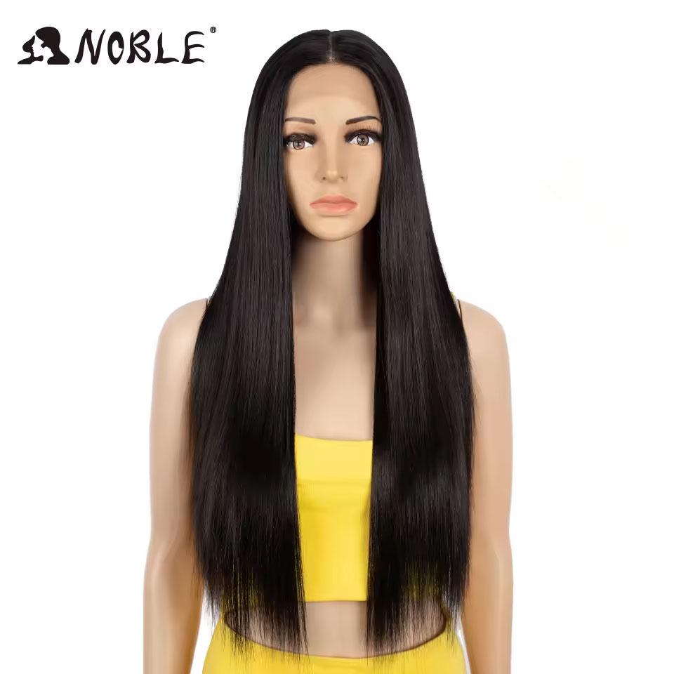 Noble Synthetic Lace Front Wig Lace Part Wig Long 28 Inch Cosplay Lace Wig Blonde Ombre Lace Wig for Women Synthetic Lace Wig