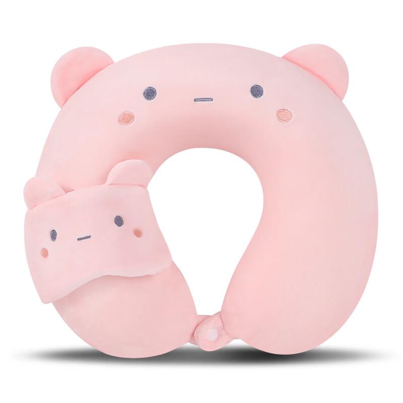 Miling Cartoon Memory Foam U-shaped Neck Pillow & Eye Mask Set