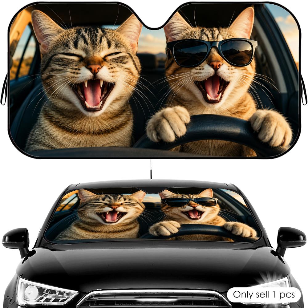 Funny Animals Driving Sun Visor Car Windshield Sun Shade UV Protection Heat Insulation Cover Universal Sun Protector